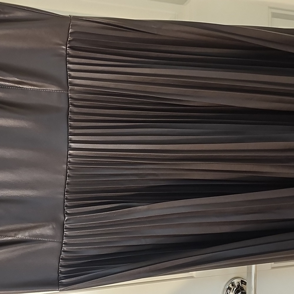 Ann Taylor Brown Faux Leather Midi Dress - Picture 3 of 4